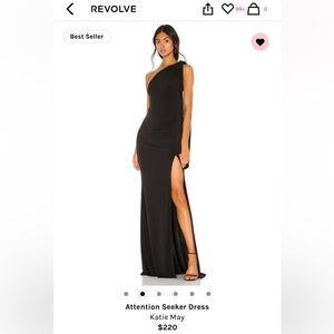 Black formal gown, size M from Revolve. Brand is Katie May.
